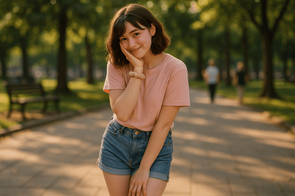 Ask a stranger to take your photo posing cutely