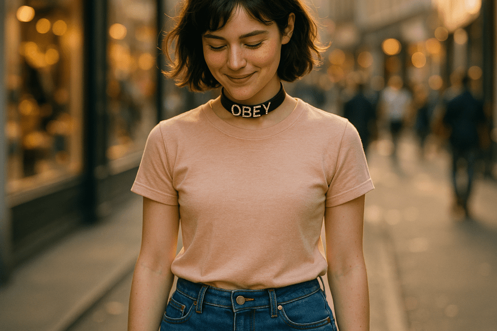Wear a choker that says “Obey” or “Owned”