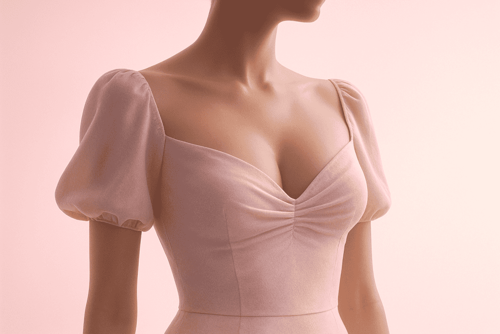 Feminine silhouette with fuller bustline.