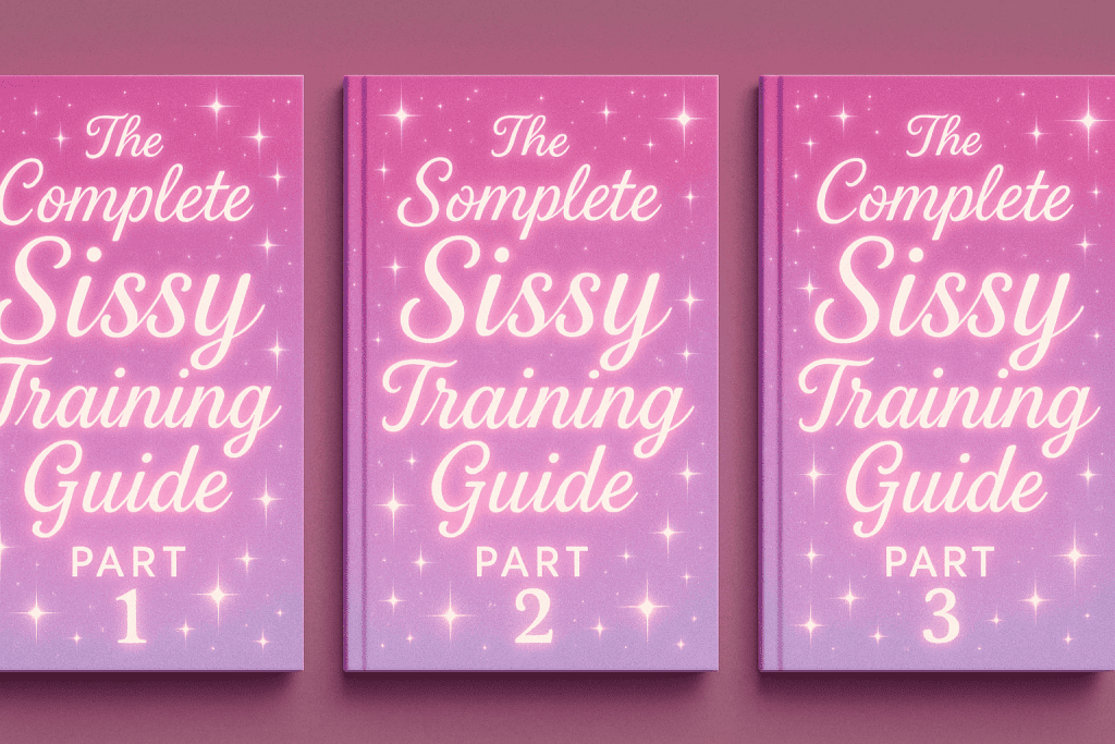 The Complete Sissy Training Guide trilogy cover set illustration.